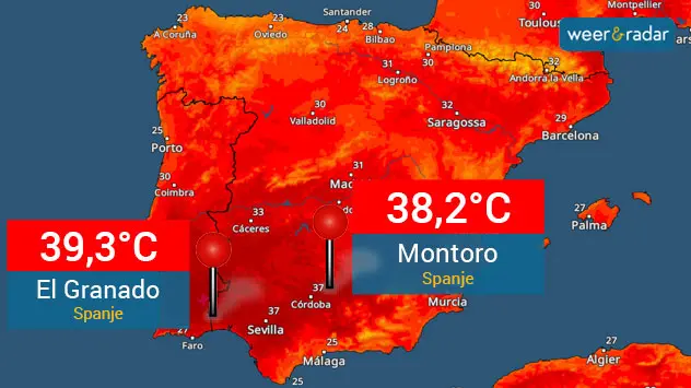 Spanje heeft te maken met zeer hoge temperaturen voor deze tijd van het jaar.