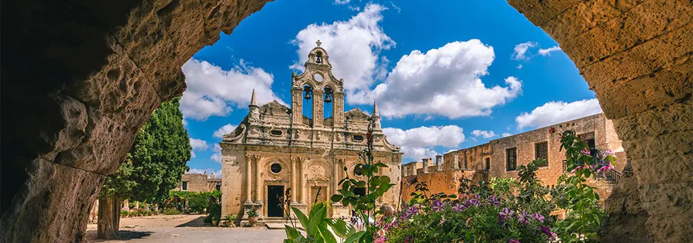 Blick auf Kloster Arkadi auf Kreta