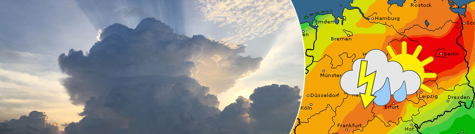 Die Karte zeigt das mögliche Gewitterrisiko nächste Woche Dienstag.