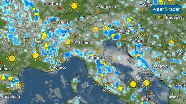 Ook de komende dagen blijft het onstabiel in het Middellandse Zeegebied en vormen er zich fikse onweersbuien. 