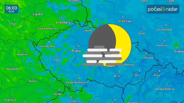Noc na středu bude na většině území Česka ještě mrazivá. I v nočních hodinách však zůstane patrný trend rostoucích teplot od východu na západ.