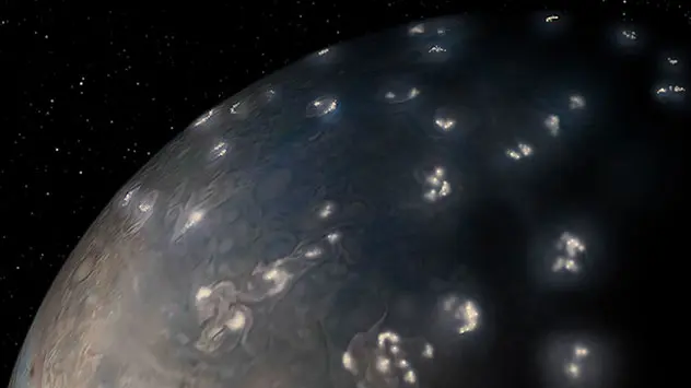 Turbulente Hochatmosphäre des Jupiter