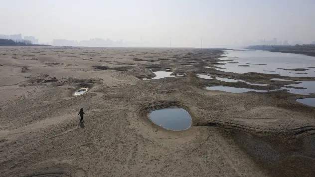 Drought reduces water levels in the Yangtze River in Wuhan in central China, 2022.