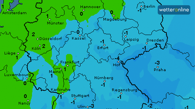 Die Karte zeigt die möglichen Höchstwerte am kommenden Mittwoch.
