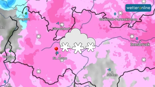 In den Frühstunden schneite es anhaltend und kräftig, wie im WetterRadar-Bild zu sehen ist.