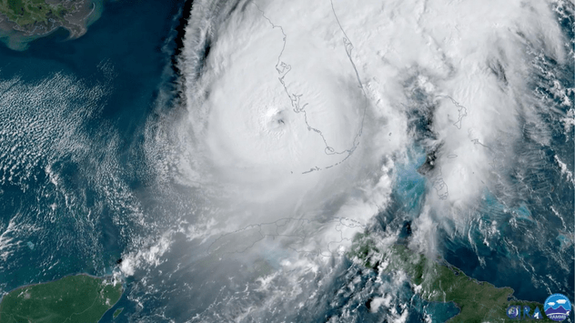 Imagen satelital del huracán Ian al tocar tierra en el estado de Florida, EEUU.