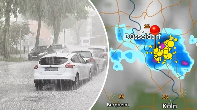 Hagelgewitter in Düsseldorf und WetterRadar-Bild