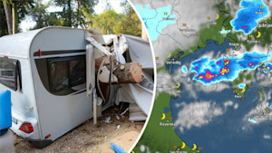 Unwetter auf Campingplatz in Istrien