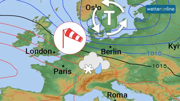 Am Mittwoch gelangt das nächste Tief mit viel Wind und Regen in unseren Norden.