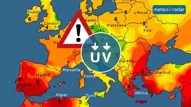 Harta indicelui UV în Europa, marți, 6 iunie.