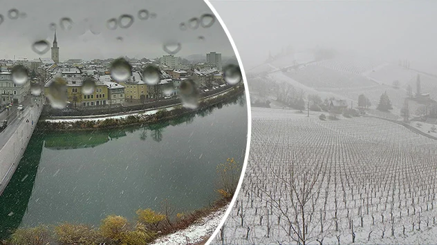 Webcambilder mit Schneefall aus Österreich