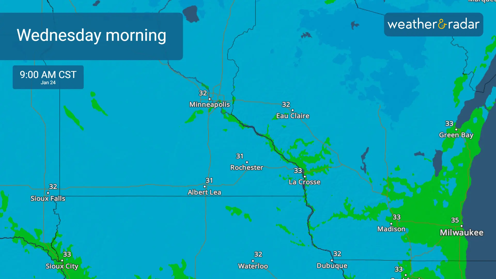 Wednesday morning lows across the Upper Midwest