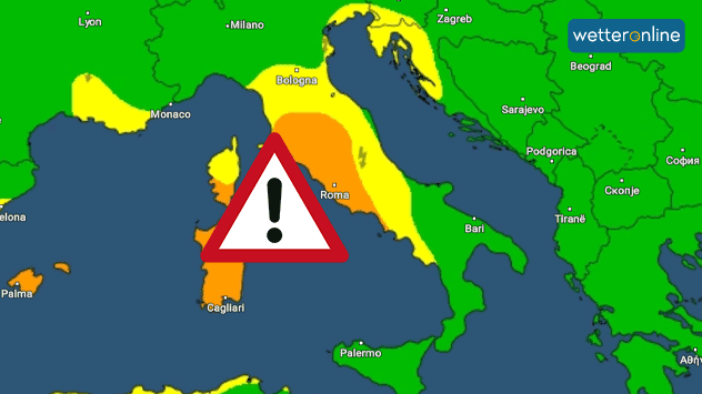In Italien drohen am Sonntag schwere Gewitter mit sintflutartigem Starkregen.
