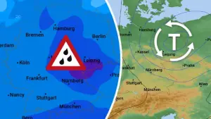 Karte zeigt enorme Regenmengen in Ostdeutschland bis Sonntag - Tief über Deutschland in Isobarenkarte