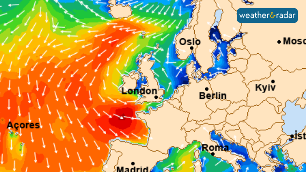 Significant wave heights forecast off the south-west coast, around 8 metres high.