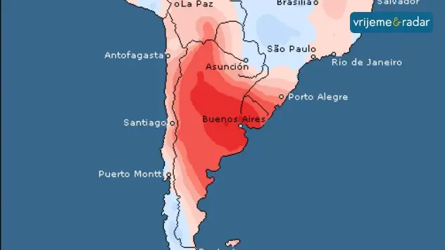 Iznadrosječno toplo Argentina i Urugvaj