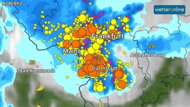 Schwere Gewitter über dem Rhein-Main-Gebiet am Mittwochabend