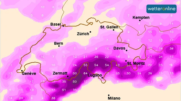 Berechnete Schneemengen bis zum Samichlaustag