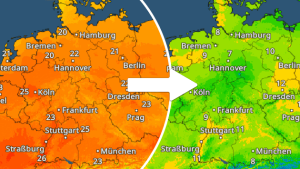 TemperaturRadar zeigt Unterschiede zwischen Samstag und Dienstag