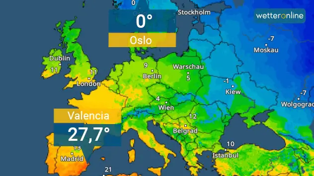 Temperaturkontraste in Europa 