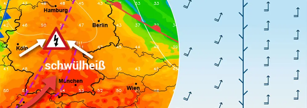 Wetterkarten zeigen Darstellungsformen von Konvergenzlinien