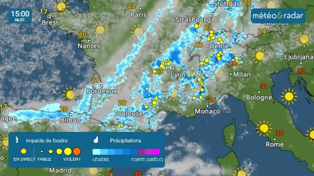 Carte du radar météo samedi après-midi