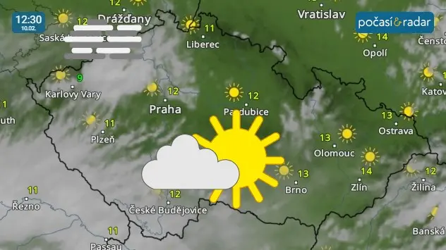 Nízká inverzní oblačnost během soboty opanovala oblohu nad severozápadními Čechami. 