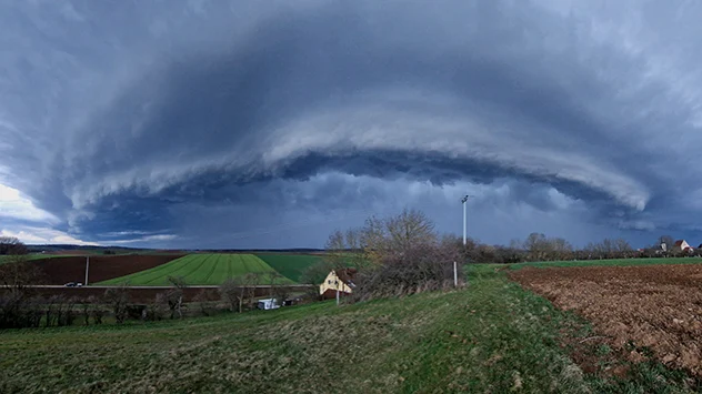 On Monday 13th March, impressive thunderstorm cells developed, such as this one near Würzburg, Germany.