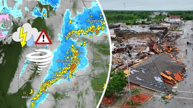 radarbillede viser det voldsomme uvejr