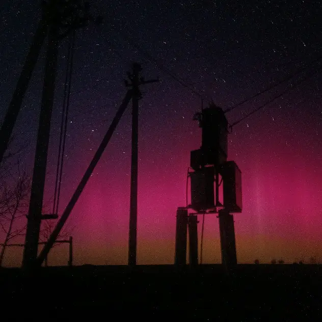 Aurora boreală, surprinsă în Ucraina, în Vozyliv.