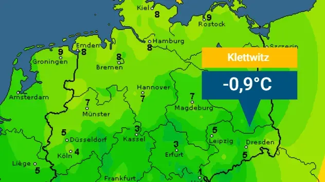 Karte der Tiefstwerte in Bodennähe