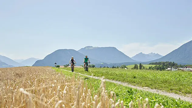 Radfahrer auf dem Mieminger Plateau