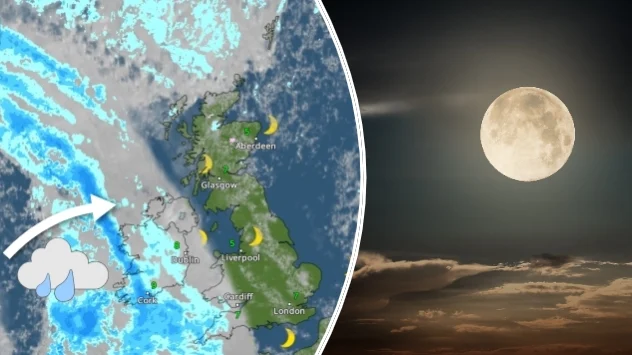 Weather map and full moon