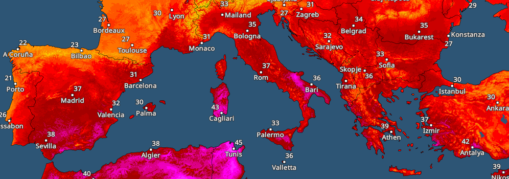 Hitztag in Südeuropa