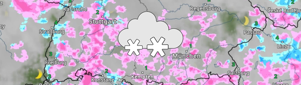 WetterRadar zeigt Schneeschauer in Süddeutschland