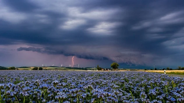 Sommergewitter zieht über Feld