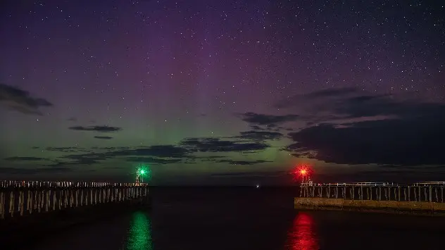 Nothern Lights over harbour