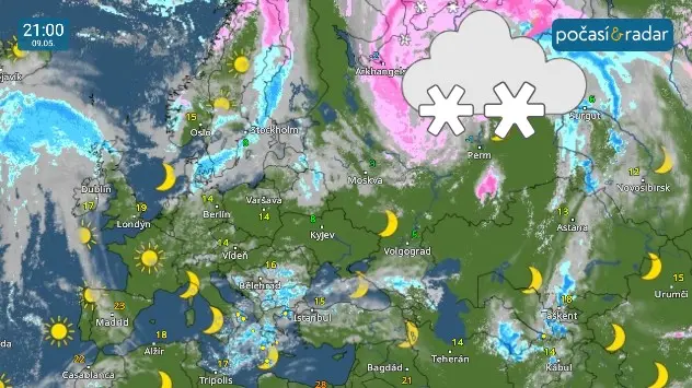 Studené severní proudění přivádí v posledních dnech na severovýchodě Evropy sněžení i do oblastí, kde se již v květnu normálně nevyskytuje.