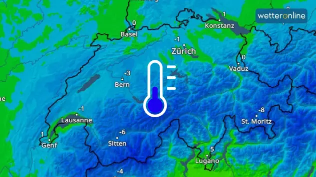 Besonders im Norden, Süden und im Großraum des Erzgebirges zeigt das TemperaturRadar Werte unter 0 Grad. 
