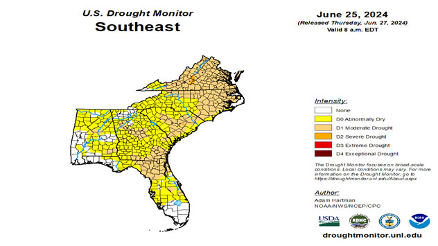 Drought monitor released on June 25. 