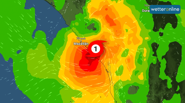 Hurrikan ORLENE hat am Dienstag die Ostküste Mexikos erreicht, wie unser WindRadar zeigt. 