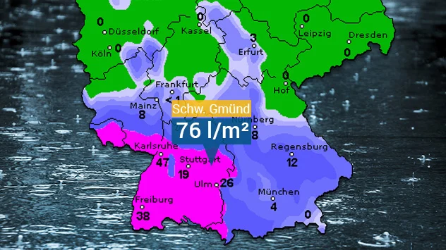 Karte der 12-stündigen Regenmengen bis Freitagmorgen