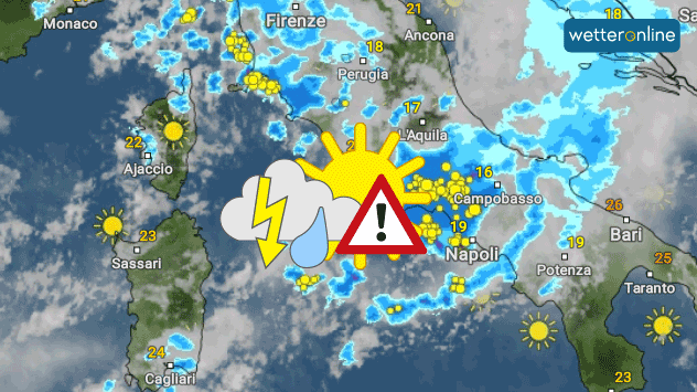 Unsere WetterRadar-Vorhersage zeigt, wie sich zahlreiche Gewitter am Sonntagnachmittag bilden.