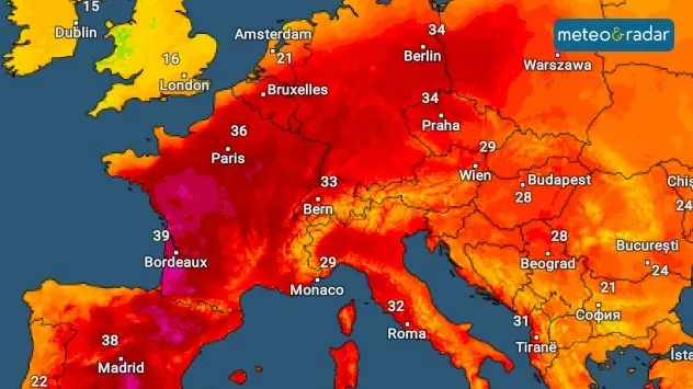 Temperaturile maxime înregistrate în Europa pe 18 iunie 2022.
