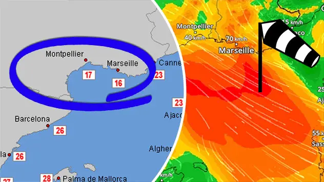 Mittelmeer nur 16 Grad kalt wegen Mistral