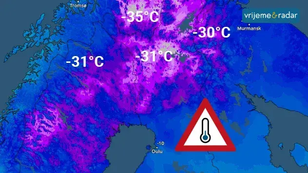 Zimske temperature na sjeveru Europe 26. marta ujutru.