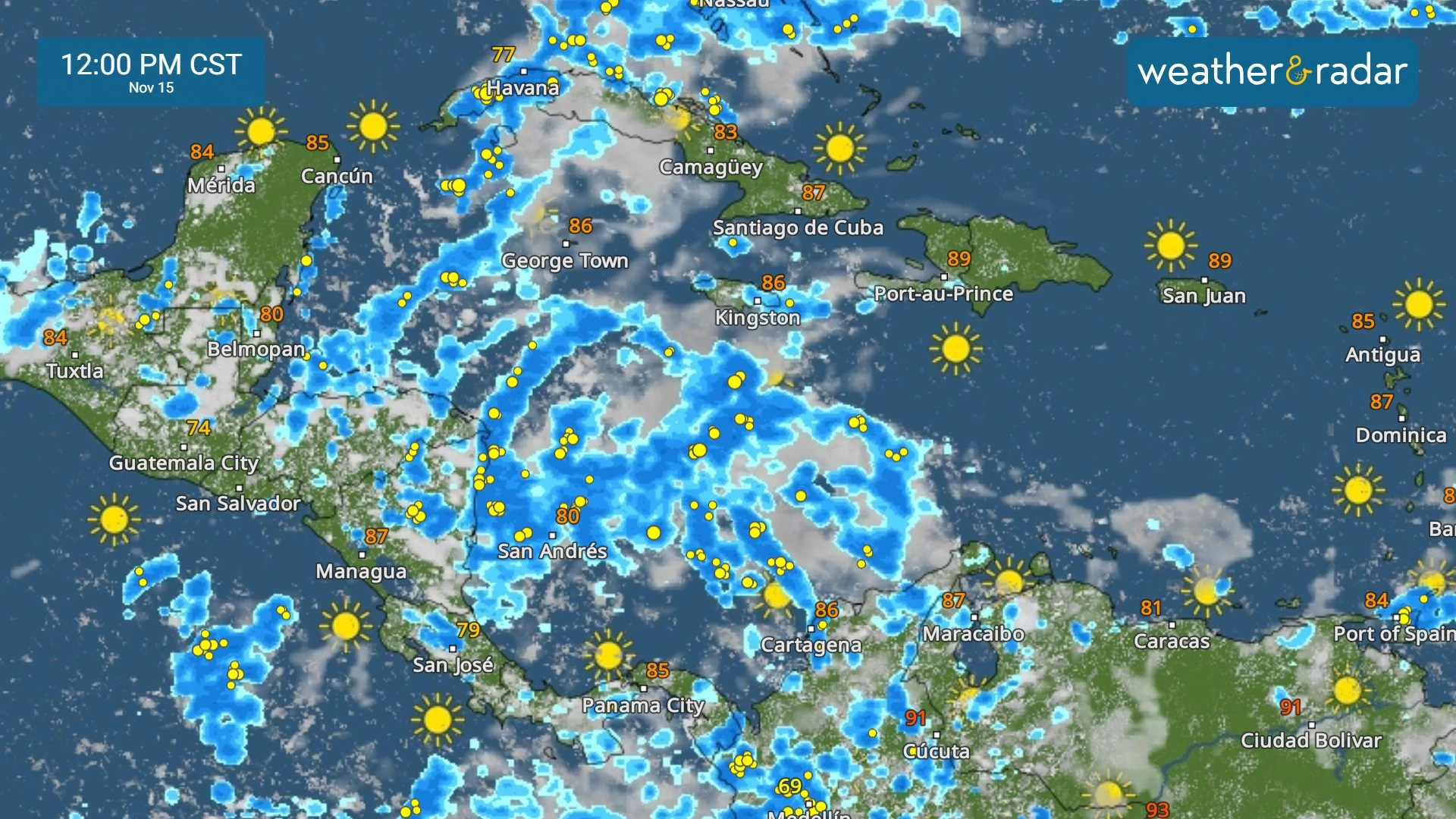 Broad area of low pressure is bringing and will continue to bring lots of rain to Central America & to the Caribbean. 