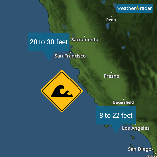 Forecast seas for Thursday across for the California Coast. 