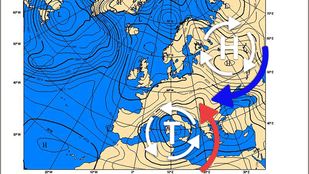 © GeoSphere Austria Die Wetterkarte vom 9. Februar 1986.