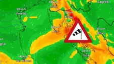 WindRadar zeigt stürmischen Nordostwind an der Küste Kroatiens